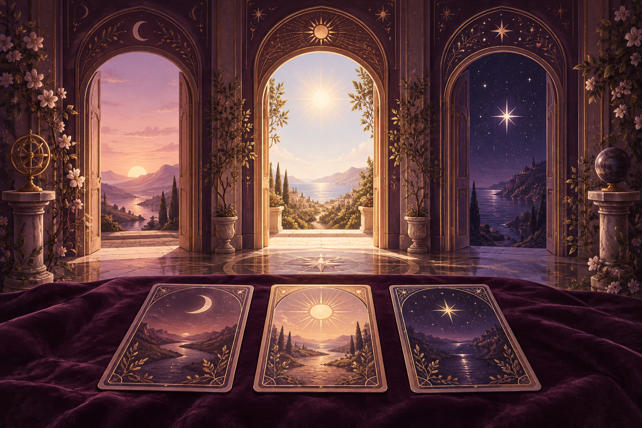 Illustration céleste pour tarot avenir proche